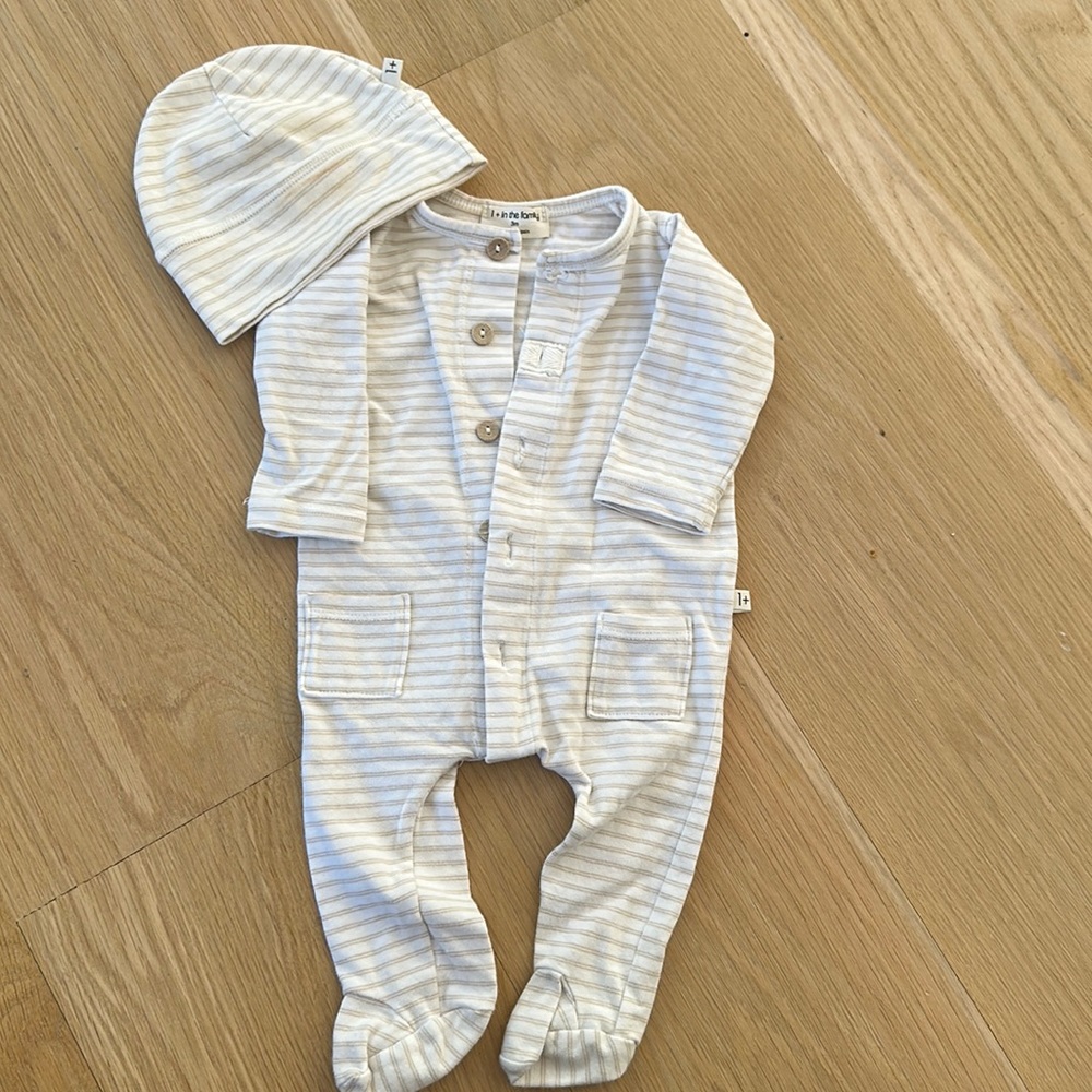 1+ in the family 3m stretchy cotton footie w matching hat